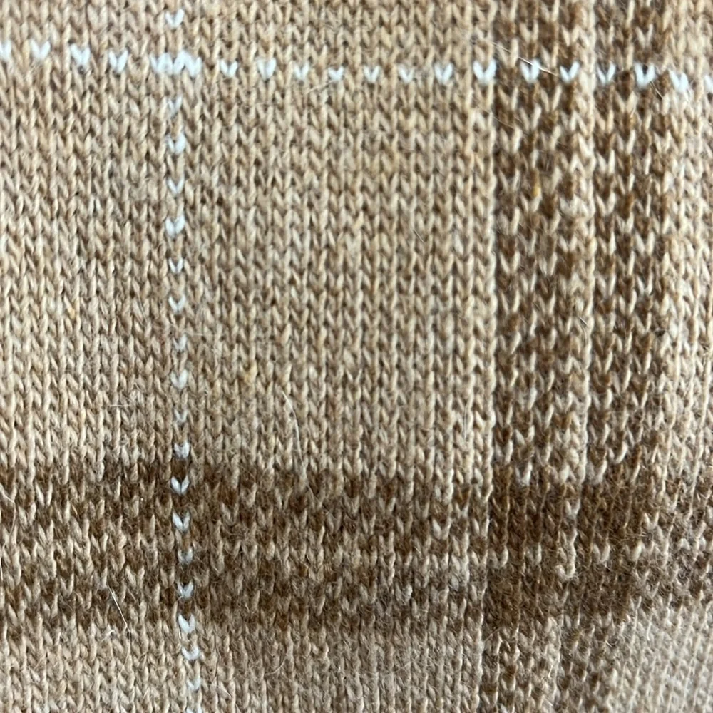 Brown,Tan,White Plaid Wool, Cashmere & Angora Blend Scarf Made n Italy 10”Wx66”L